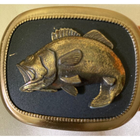 John Southwestern Cowboy Brown Tan Gold Fish Sea Marine Ocean Boho Belt 34 - Picture 2 of 10